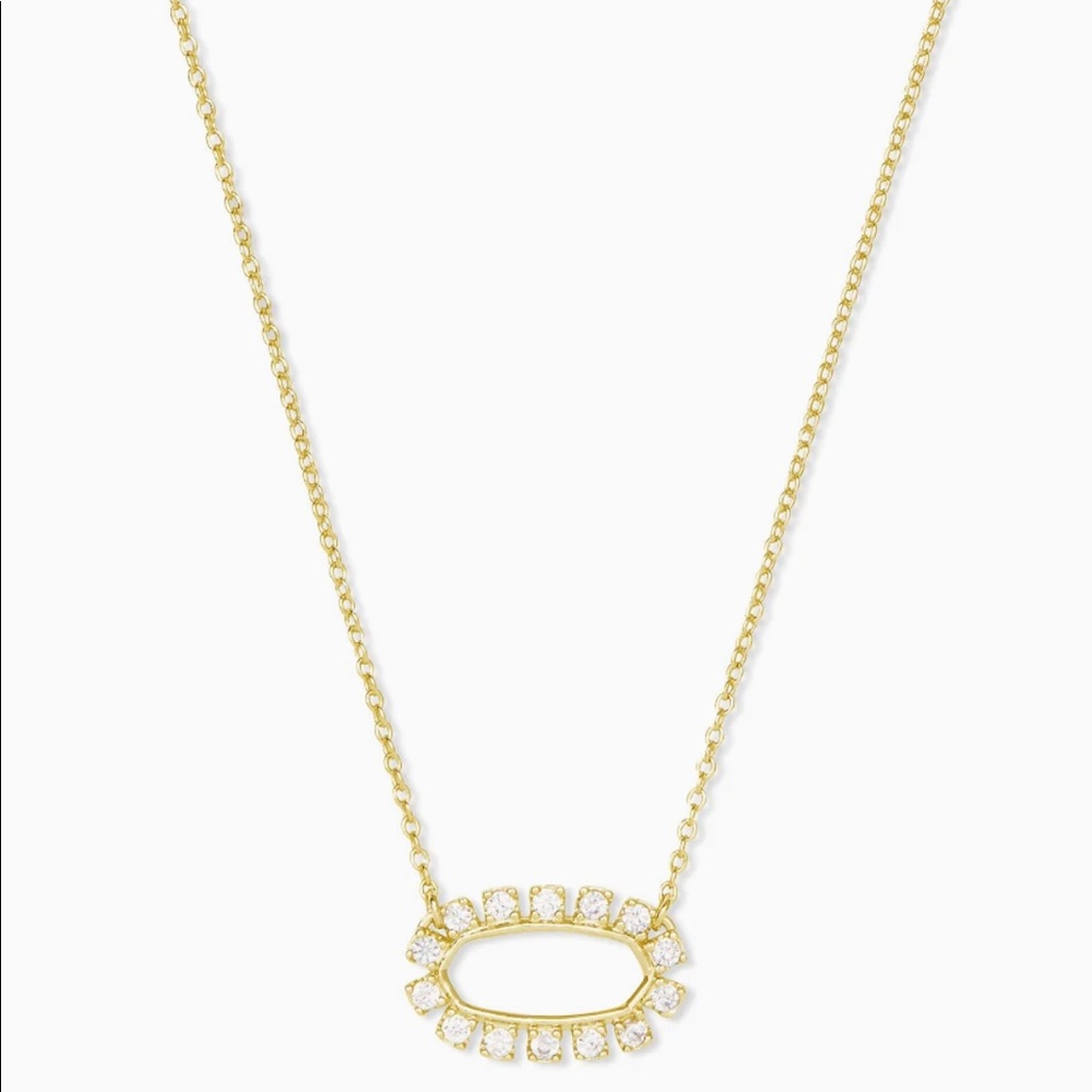 Kendra Scott - Elisa Open Frame Crystal Pendant Gold Necklace